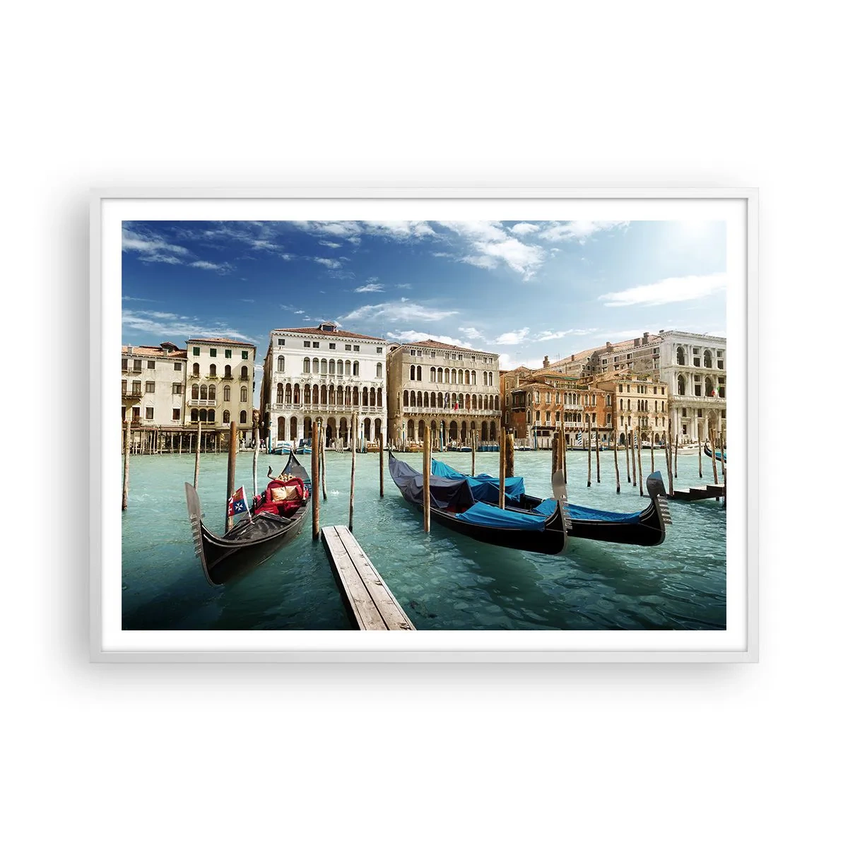 Plagát v bielom ráme - Paláce v modrej - 100x70 cm