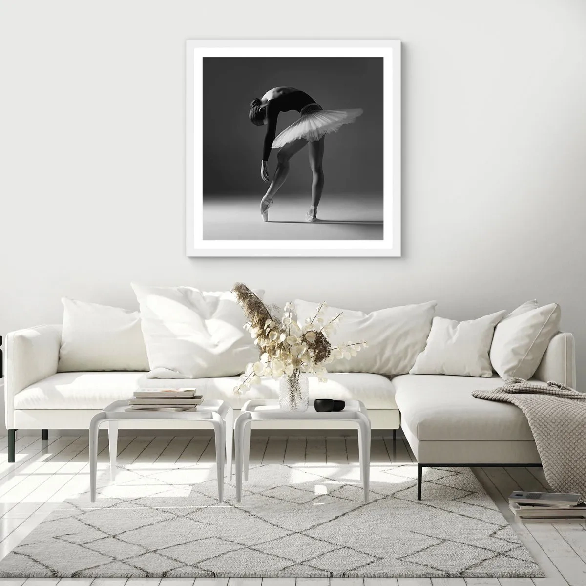 Plagát v bielom ráme - Bella ballerina - 50x50 cm