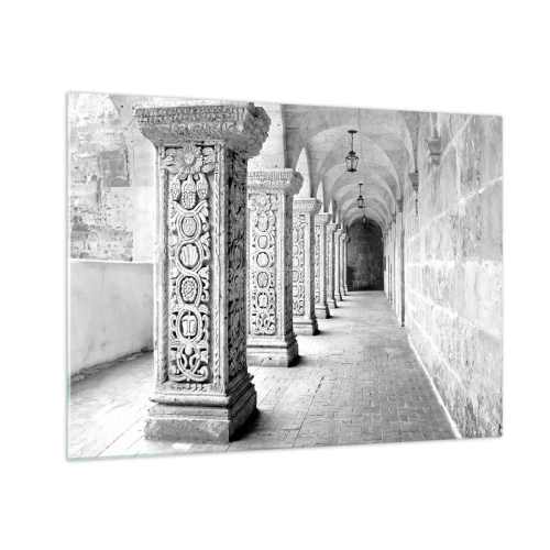 Obraz na skle - Historický kláštor s vyrezávanými stĺpmi - 70x50cm - Kam…? - Moderná nástenná dekorácia do obývacej izby a spálne ARTTOR