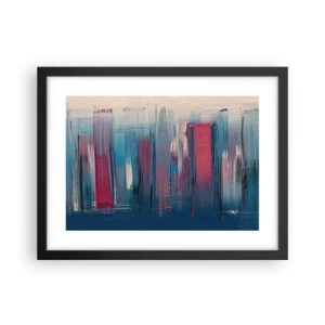 Plagát v čiernom ráme - Vertikálna kompozícia v modrej a červenej - 40x30 cm