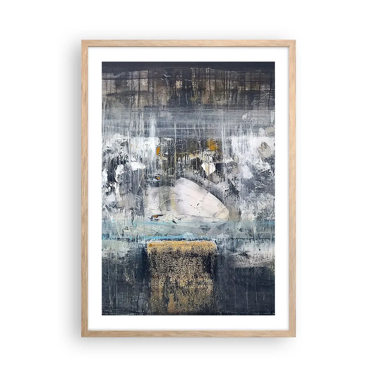 Plagát v ráme zo svetlého duba - Ako na ľade, tak aj na hrude - 50x70 cm