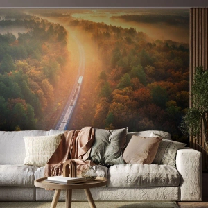 Fototapeta na mieru Samolepiaca Deluxe Sticker - Jesenná cesta - Železničná doprava, Horská krajina, Osobný vlak