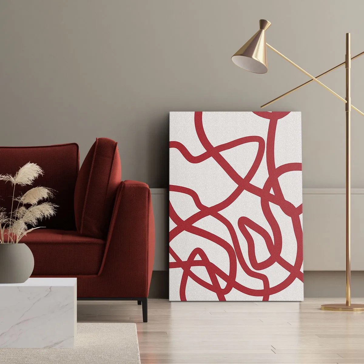 Obraz na plátne - Červené na bielom - 50x70 cm