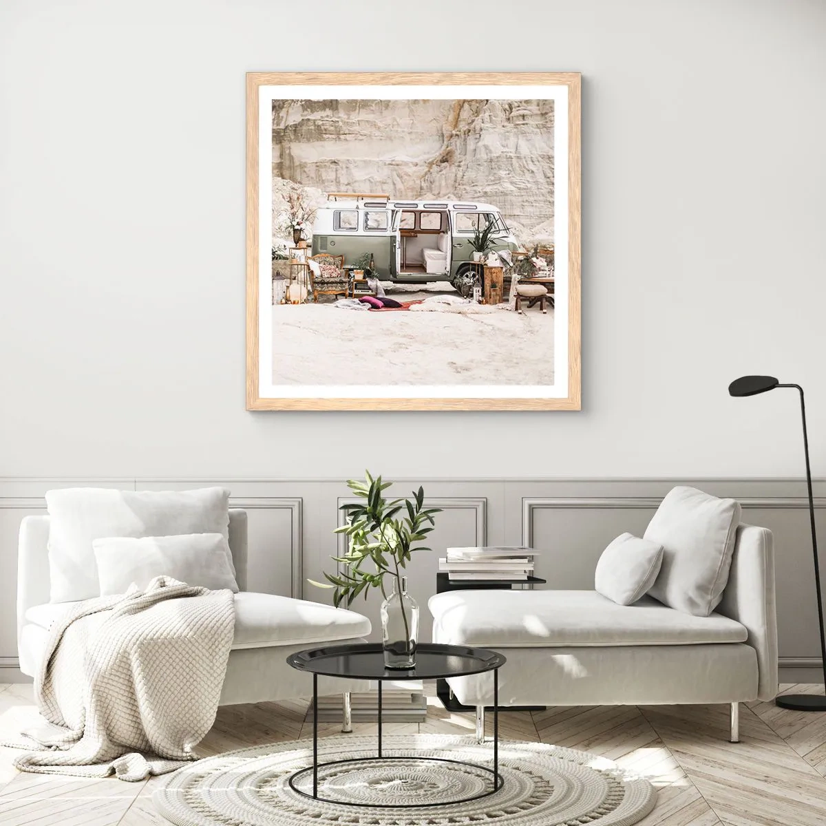 Plagát v ráme zo svetlého duba - Cesta práve začína - 60x60 cm