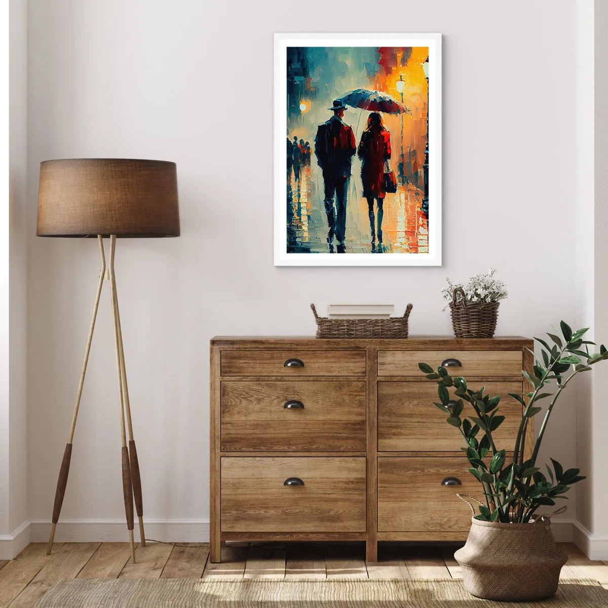 Plagát v bielom ráme - Mestská love story - 50x70 cm