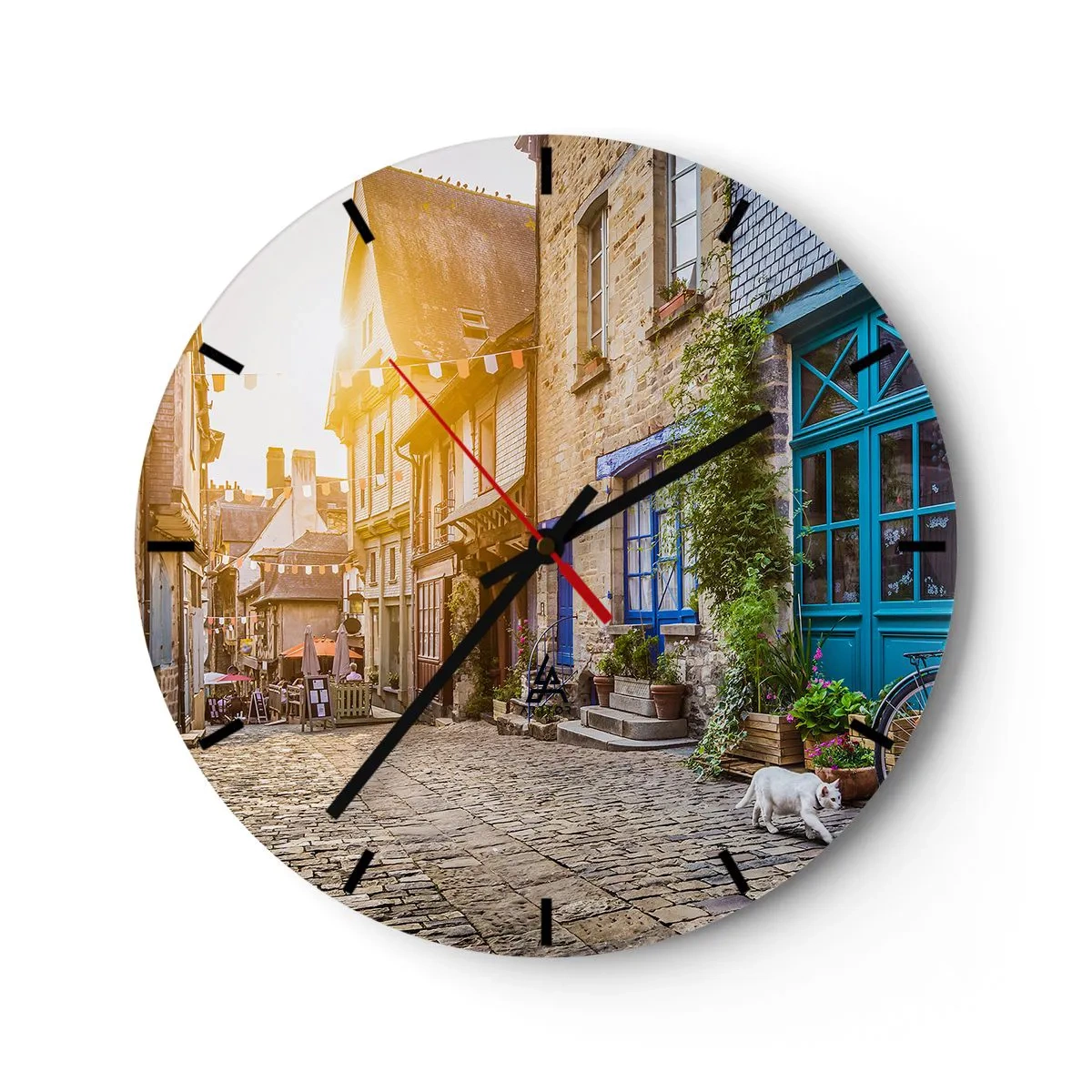 Nástenné hodiny - Biely duch mestečka - 40x40 cm