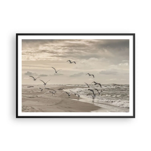 Plagát v čiernom ráme - Šumenie mora, spev vtákov - 100x70 cm