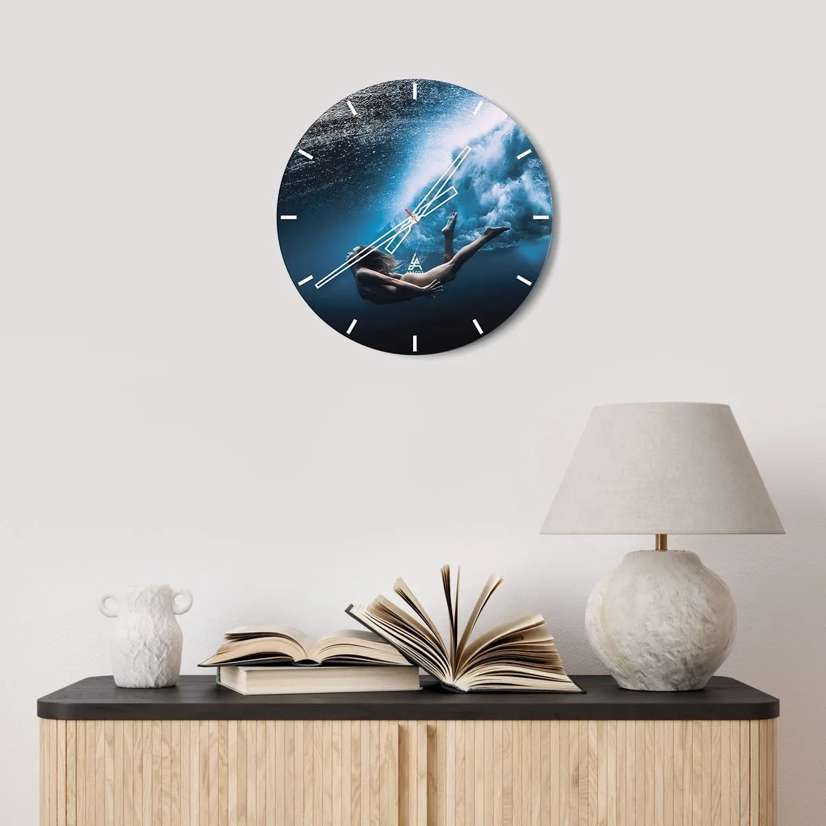 Nástenné hodiny - Súčasná morská panna - 40x40 cm