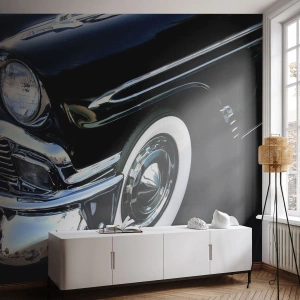 Fototapeta Premium Sand - Klasika v striebornej, čiernej a bielej - Automobilový priemysel, Auto, biely a čierny - 350x256 cm