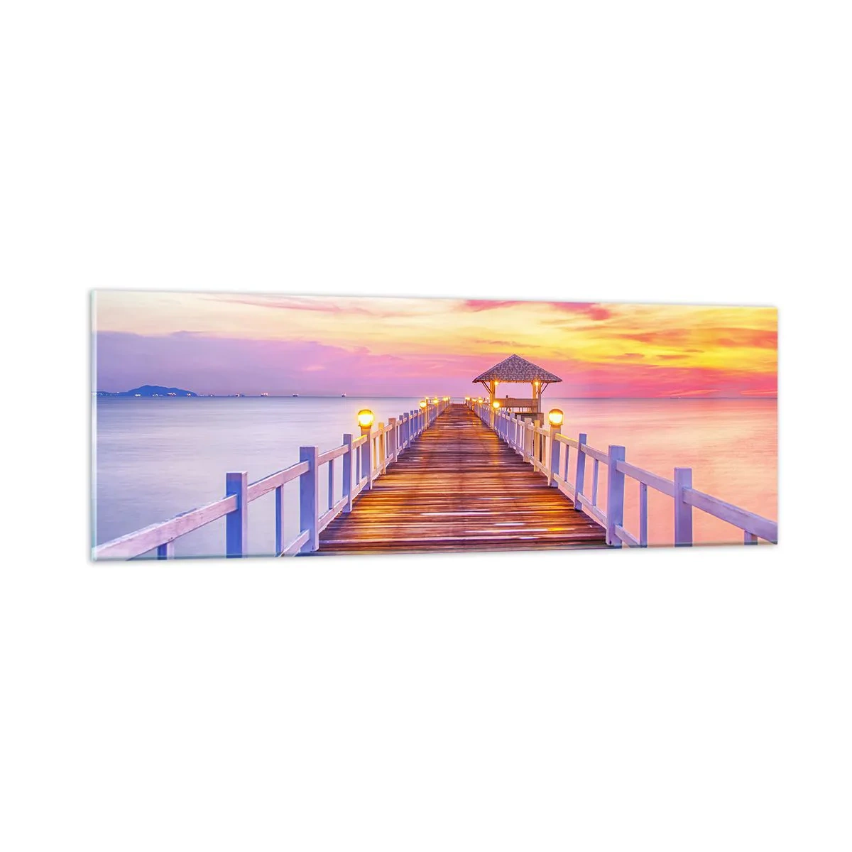 Obraz na skle - Ľaliovo-zlaté ticho večera - 90x30 cm