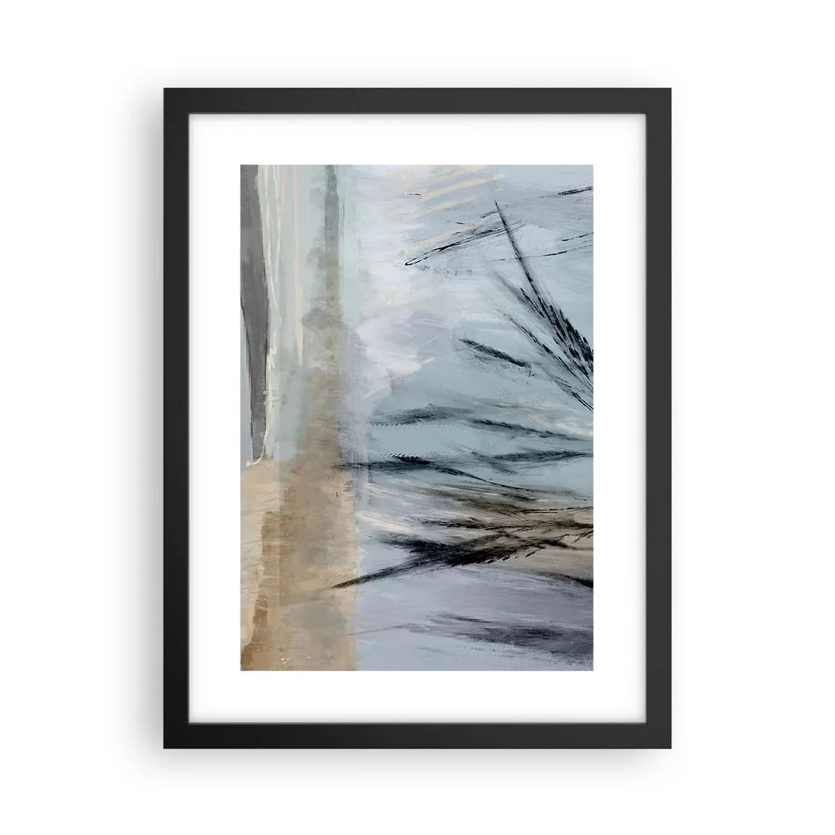 Plagát v čiernom ráme - Zimné polia - 30x40 cm