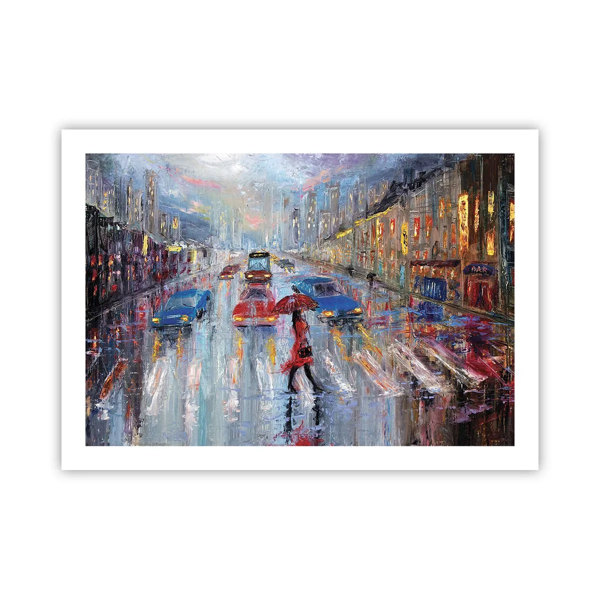Plagát - Daždivé popoludnie v meste - 70x50 cm