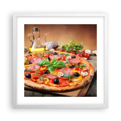 Plagát v bielom ráme - So skutočne talianskou chuťou - 40x40 cm