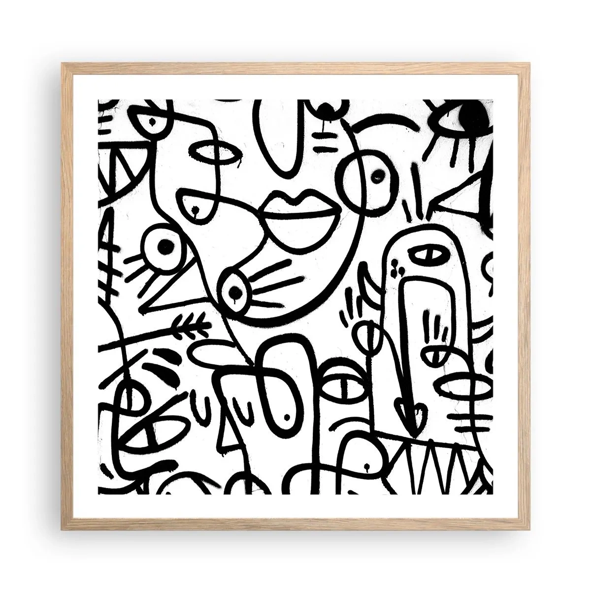 Plagát v ráme zo svetlého duba - Tváre a preludy - 60x60 cm