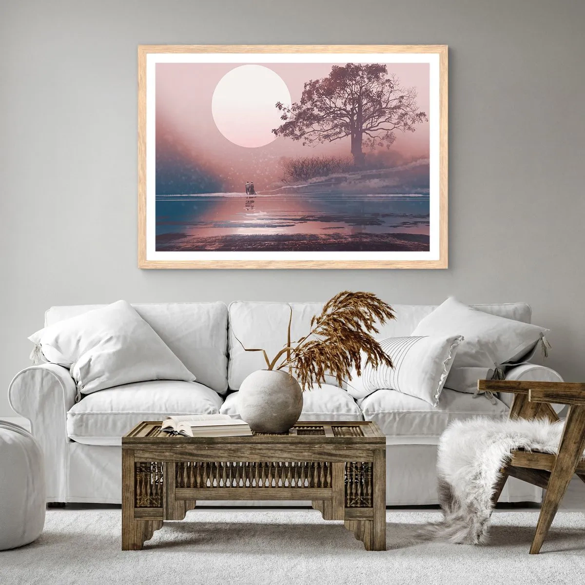 Plagát v ráme zo svetlého duba - Nočné zázraky - 100x70 cm