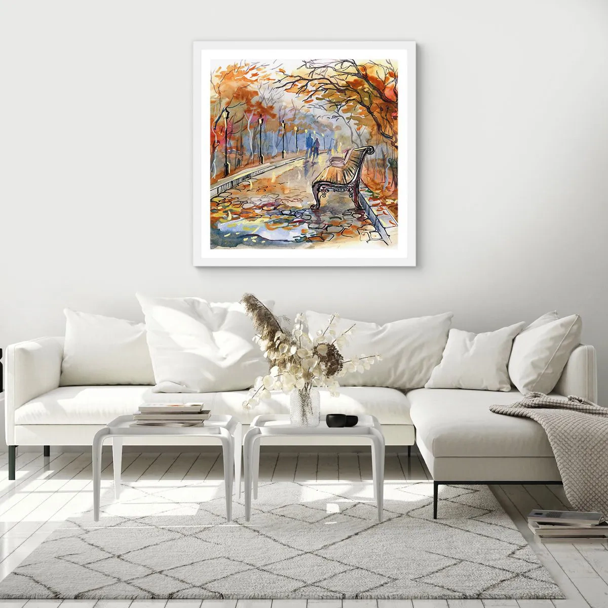 Plagát v bielom ráme - Spoločne putovať jeseňou - 60x60 cm