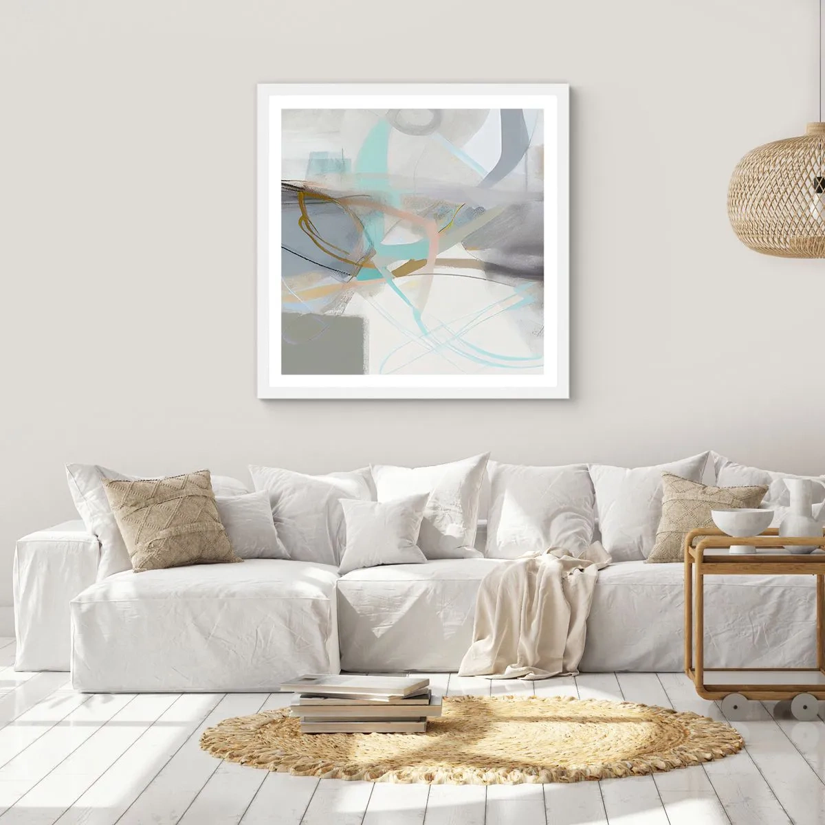 Plagát v bielom ráme - Hmlistá abstrakcia - 30x30 cm