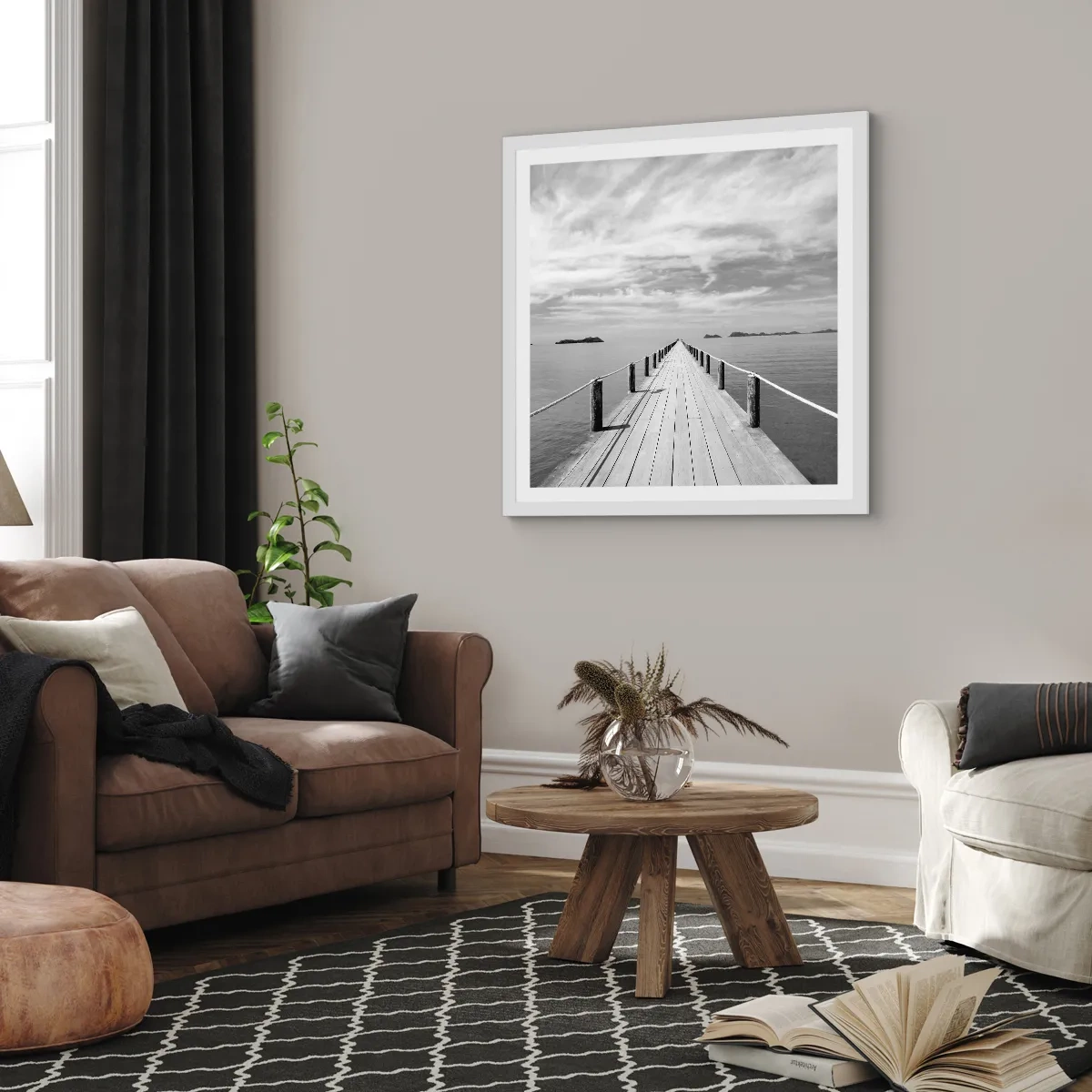 Plagát v bielom ráme - Čo tak cesta… - 60x60 cm