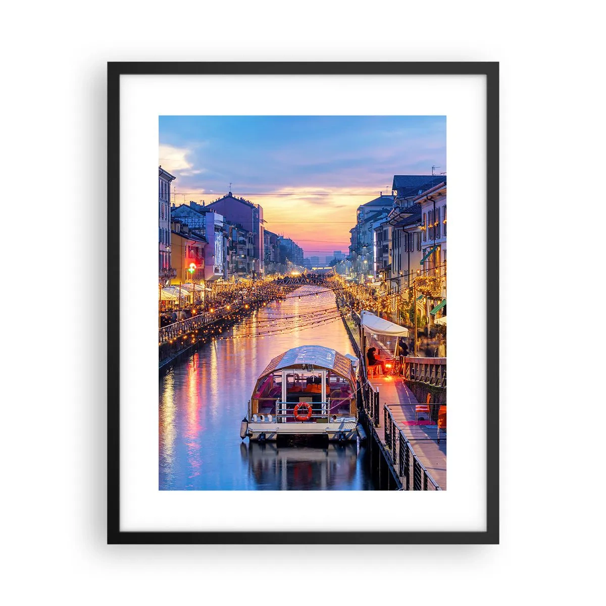 Plagát v čiernom ráme - Večer plný svetla a zábavy - 40x50 cm