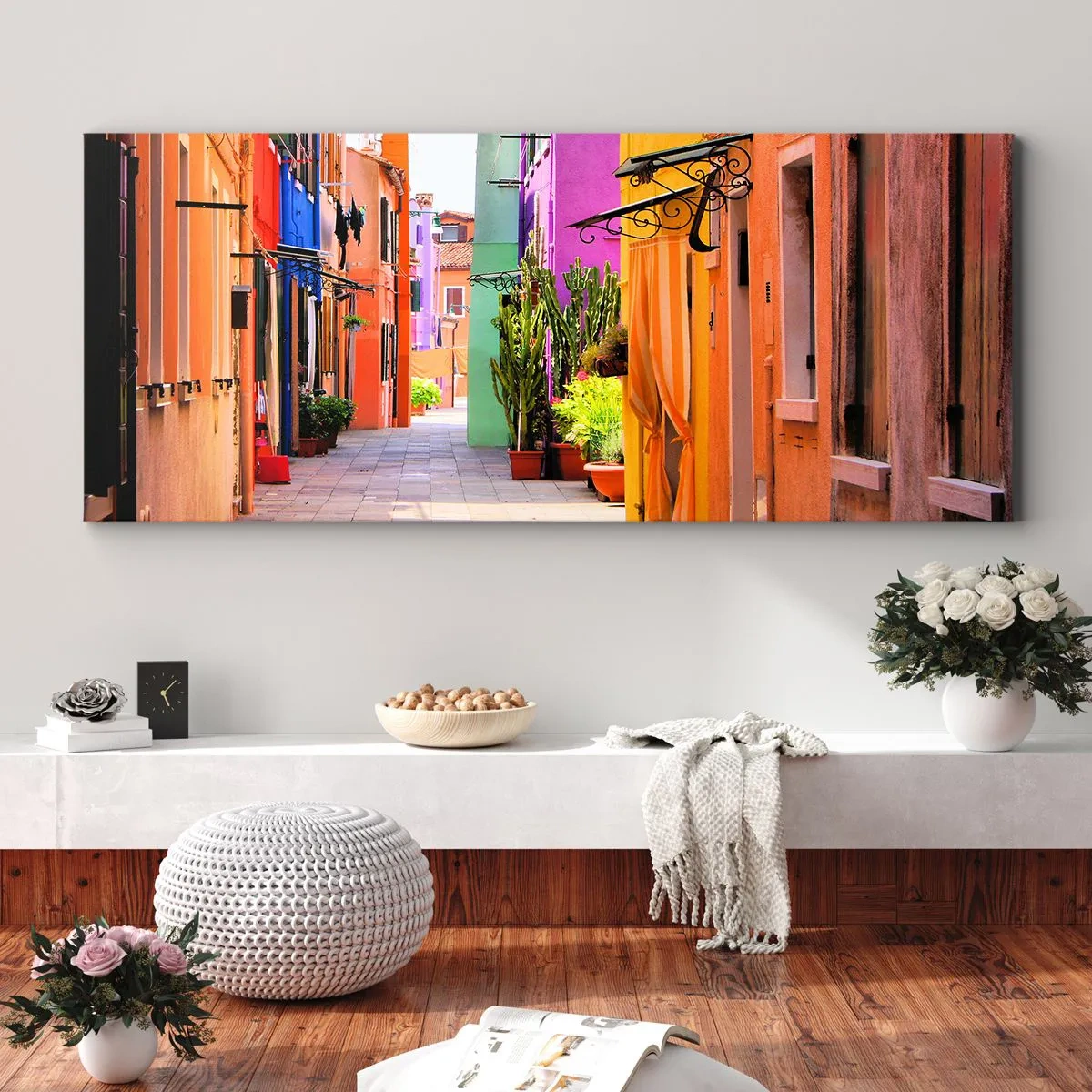 Obraz na plátne - Dúhová ulička - 100x40 cm