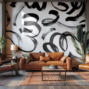 Samolepiaca Fototapeta Deluxe Sticker - Čierne na bielom - Moderné umenie, Modernosť, Vzory - 400x280 cm