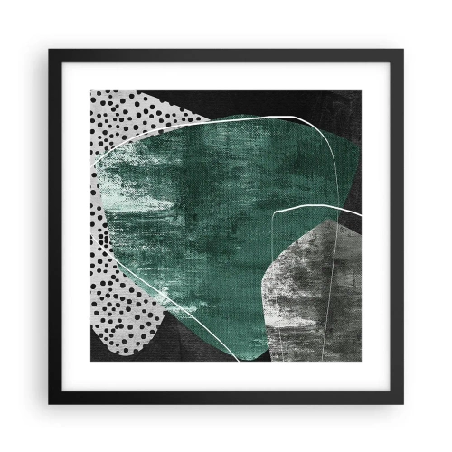 Plagát v čiernom ráme - Farebná abstrakcia so zlatou vločkou - 40x40 cm