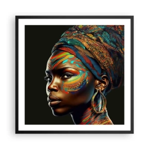 Plagát v čiernom ráme - Africká kráľovná - 60x60 cm