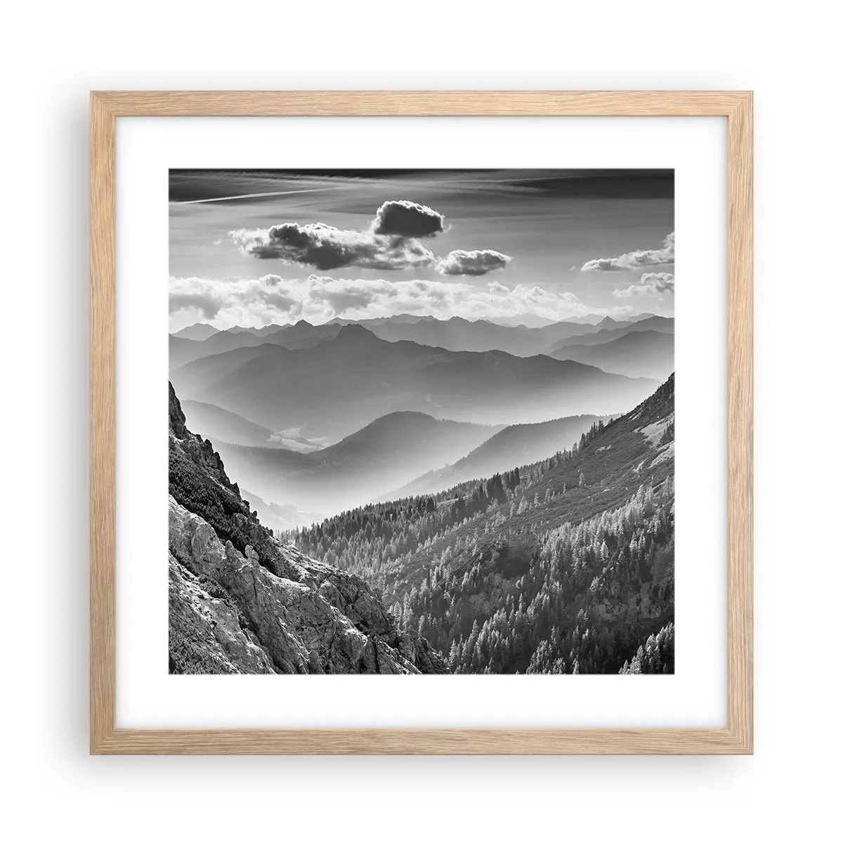 Plagát v ráme zo svetlého duba - Až k horizontu - 40x40 cm