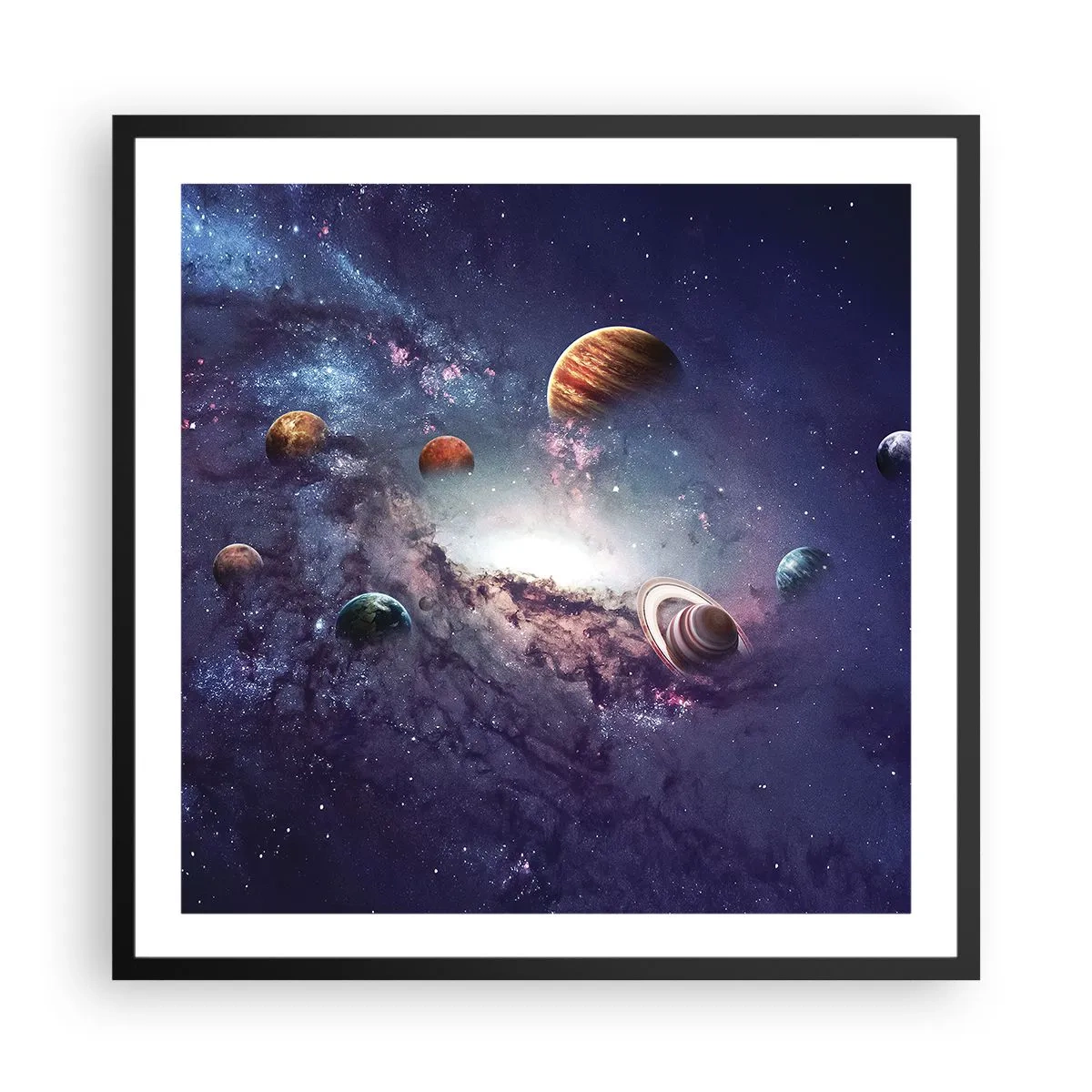 Plagát v čiernom ráme - Slnko a tanec - 60x60 cm
