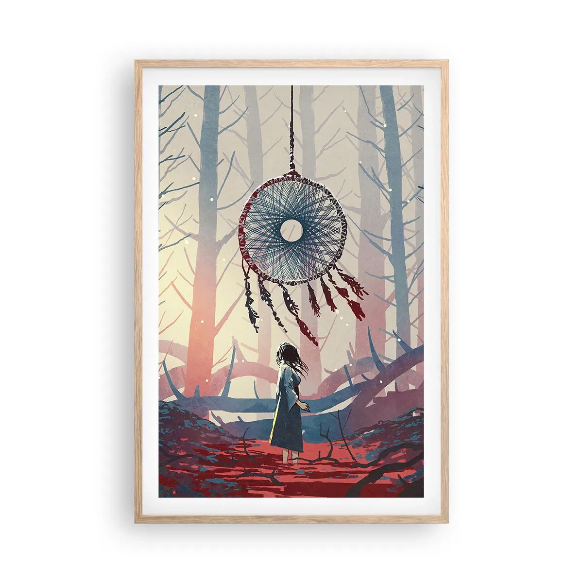 Plagát v ráme zo svetlého duba - Tajný rituál šťastia - 61x91 cm