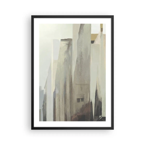 Plagát v čiernom ráme - Abstraktná architektúra v tlmených farbách - 50x70cm - Sen o meste - Moderná nástenná dekorácia do obývacej izby a spálne ARTTOR