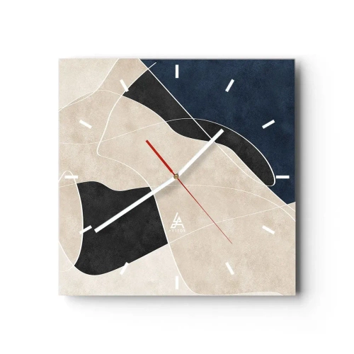Nástenné hodiny - Abstraktná kompozícia – kontrast farieb - 40x40 cm