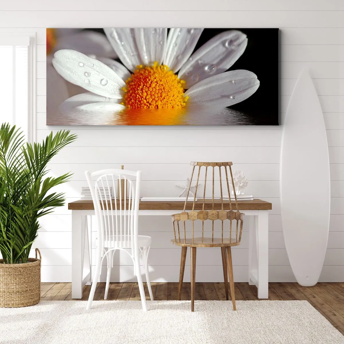 Obraz na plátne - Vychádzajúce slnko sedmokrásky - 140x50 cm