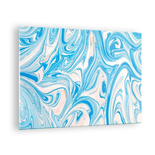 Obraz na skle - Abstraktný vzor v tyrkysových a béžových odtieňoch - 70x50cm - Lagúna v tyrkyse - Moderná nástenná dekorácia do obývacej izby a spálne ARTTOR