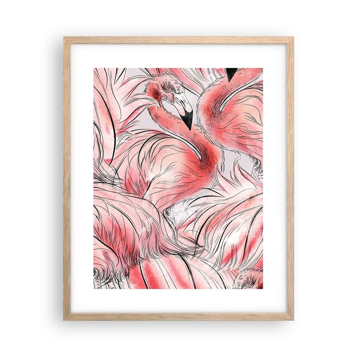 Plagát v ráme zo svetlého duba - Vtáči corps de ballet - 40x50 cm