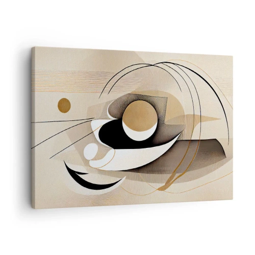 Obraz na plátne - Abstraktná kompozícia v odtieňoch béžovej a čiernej - 70x50cm - Kompozícia: podstata vecí - Moderná nástenná dekorácia do obývacej izby a spálne ARTTOR