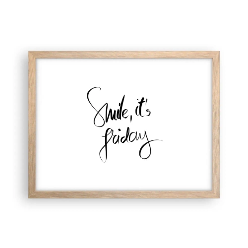 Plagát v ráme zo svetlého duba - Naozajstná radosť - 40x30 cm