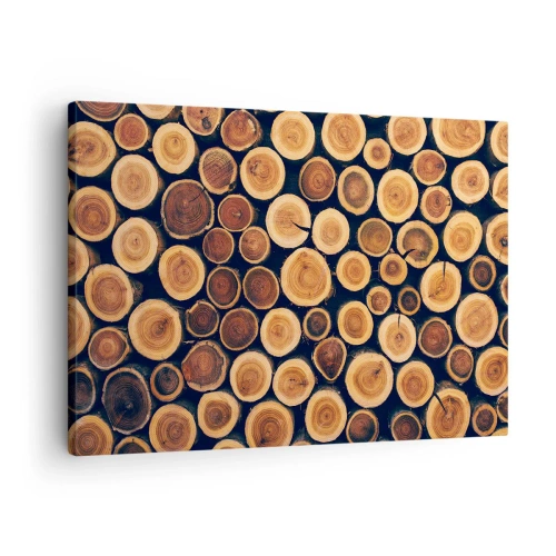 Obraz na plátne - Vzor vyrobený z priečnych rezov drevených polená - 70x50cm - Na koľko vyzerám? - Moderná nástenná dekorácia do obývacej izby a spálne ARTTOR
