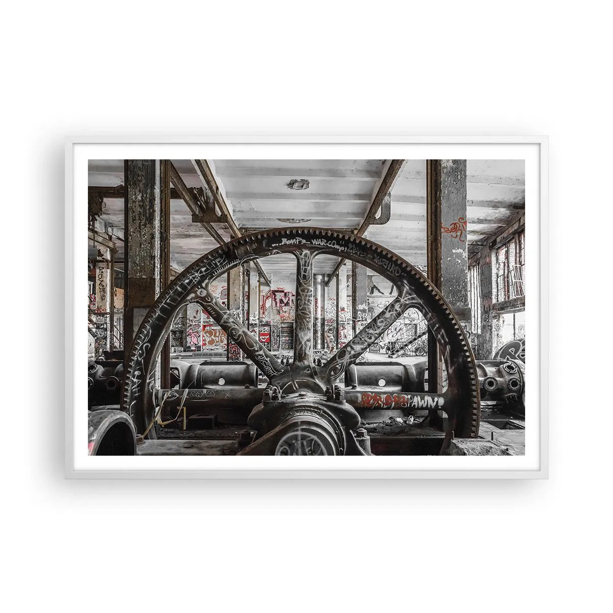 Plagát v bielom ráme - Tajný život továrne - 100x70 cm