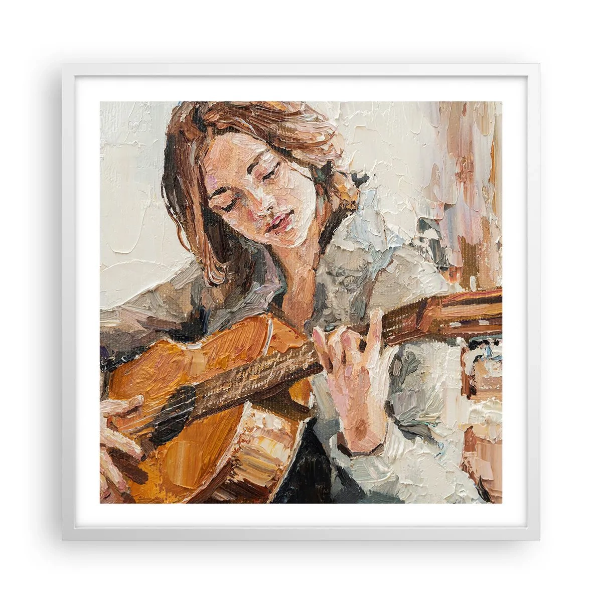Plagát v bielom ráme - Koncert pre gitaru a dievčenské srdce - 60x60 cm