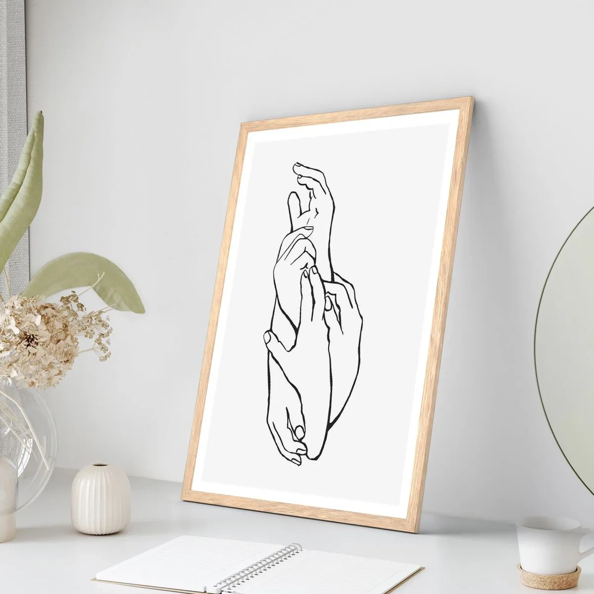 Plagát v ráme zo svetlého duba - Dobrý dotyk - 70x100 cm