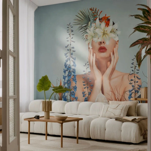 Fototapeta Premium Canvas - Žena – kvetina - Abstrakcia, Žena, Kvety - 450x315 cm