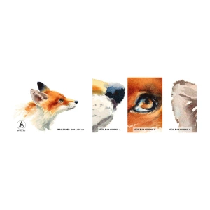 Vzorka samolepiacej fototapety Deluxe Sticker - Opatrnosti nie je nikdy dosť - Zvieratá, Fox, Abstrakcia - 100x30 cm