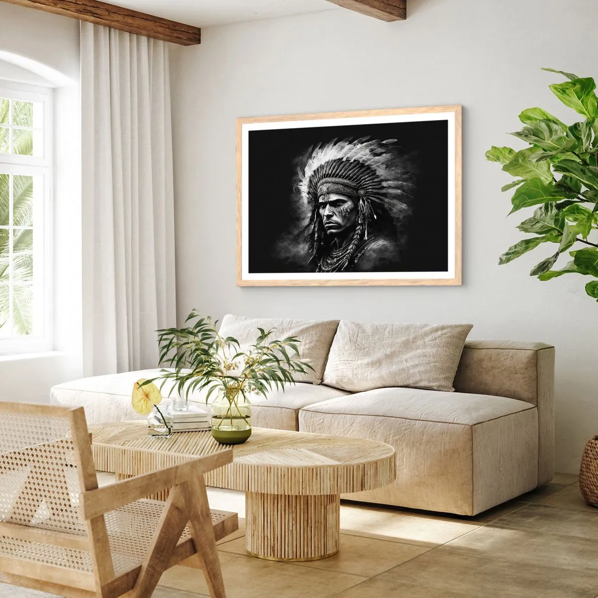 Plagát v ráme zo svetlého duba - Vodca a bojovník - 100x70 cm