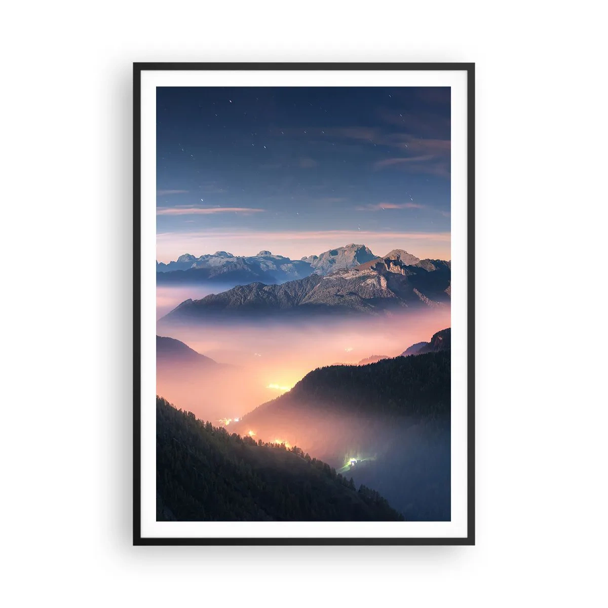 Plagát v čiernom ráme - Svetlo v údoliach - 70x100 cm