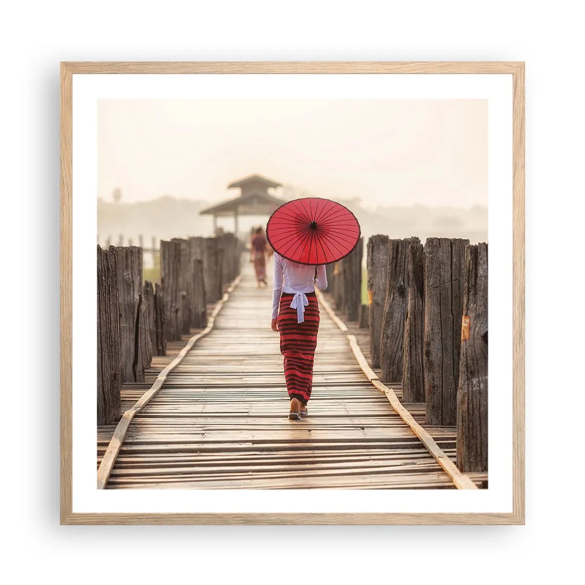 Plagát v ráme zo svetlého duba - Na starom moste - 60x60 cm