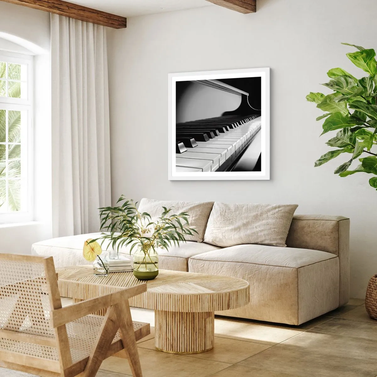 Plagát v bielom ráme - Harmónia tvarov a farieb - 60x60 cm
