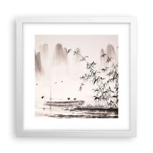 Plagát v bielom ráme - Pokoj ryžových polí - 30x30 cm