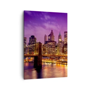 Obraz na plátne - Fialovo-zlatý Manhattan - 50x70 cm