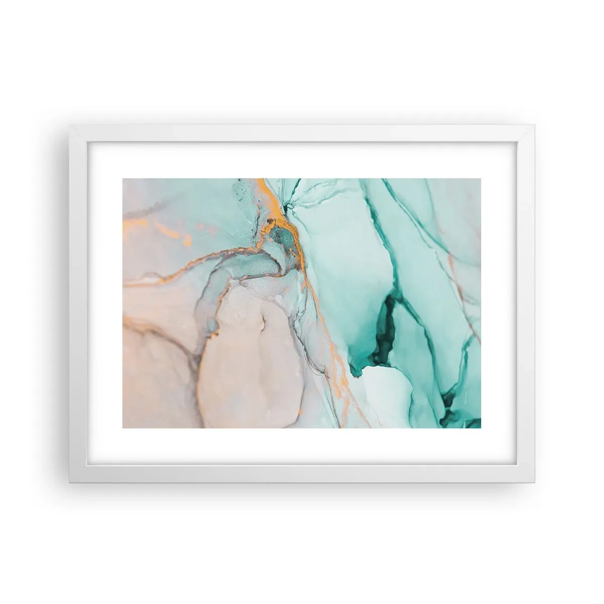 Plagát v bielom ráme - Tanec tvarov a farieb - 40x30 cm